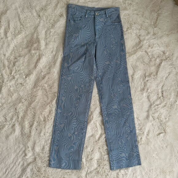 Princess Polly Addison Printed jeans size 4 blue groovy print straight leg - Picture 7 of 14